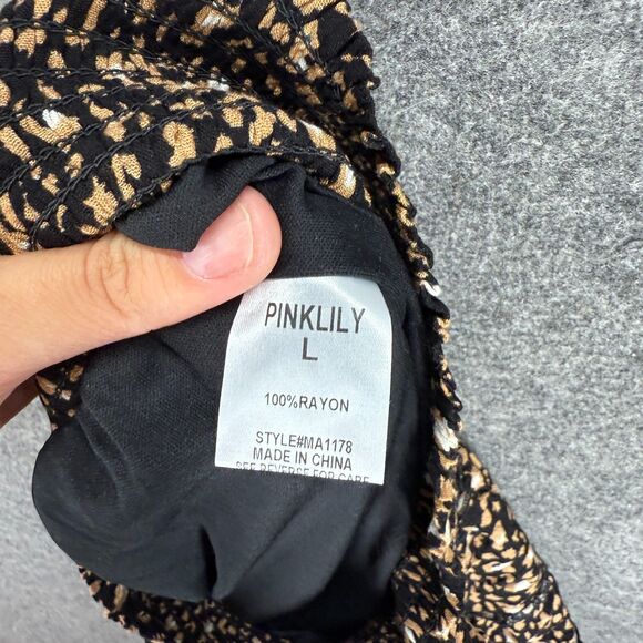 Pink Lily Skort Women L Large Black Animal Print Mini Short Pull On Rayon Casual - Picture 7 of 8